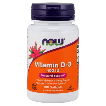 NOW FOODS Vitamin D3 180 kap. 400IU NOW FOODS Vitamin D3 180 kap. 400IU