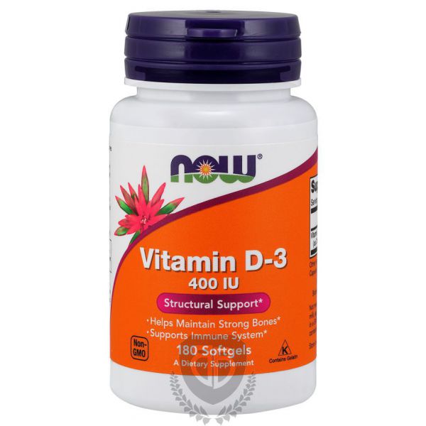 NOW FOODS Vitamin D3 180 kap. 400IU