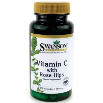 SWANSON Vitamin C with Rose Hips 100 kap.